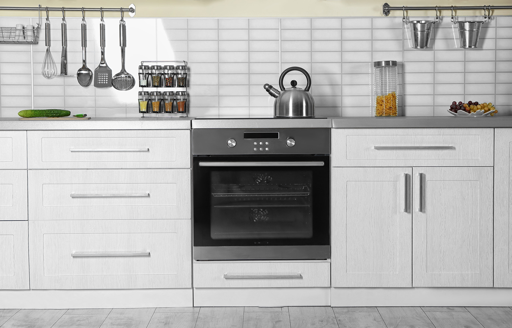 Modern kitchen interior with new oven